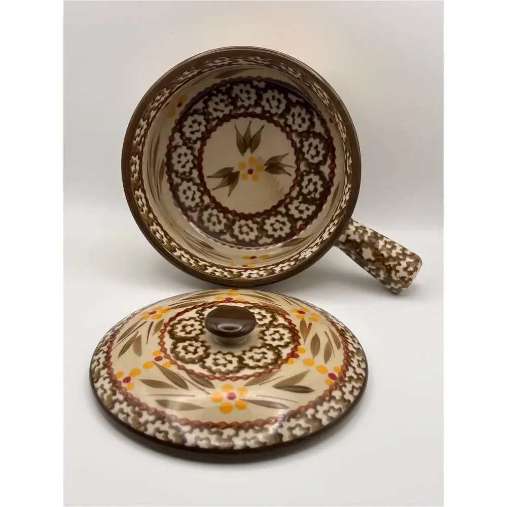 Set of 4 Temptations Ovenware Square Ramekins & Soup Crocks Old World Brown